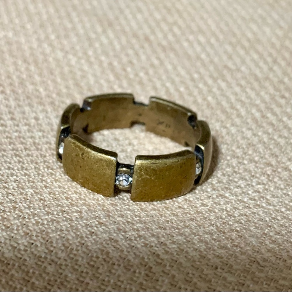 Unisex Gold Tone “XII” Band Ring | Size 12 | Non-Magnetic | One Stone Missing
